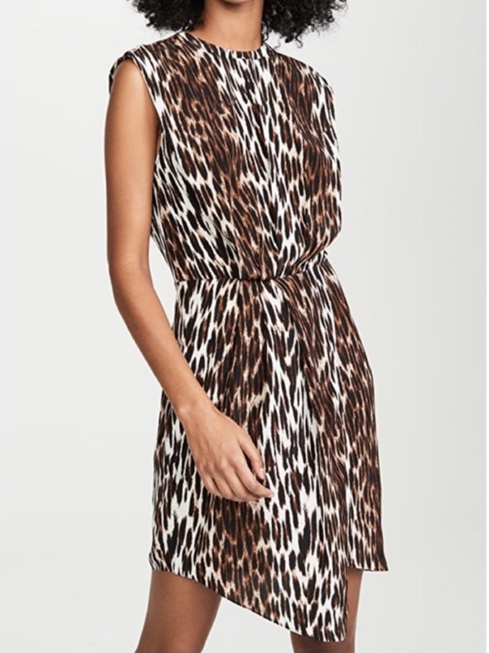 L’agence Cipriana Asymmetrical Leopard Print Sleeveless Dress Size 4